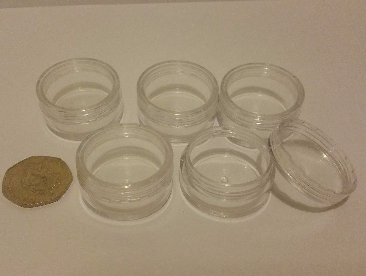 10ml 10gms Storage Pots clear lid and base nail art, small beads glitter jar jfc
