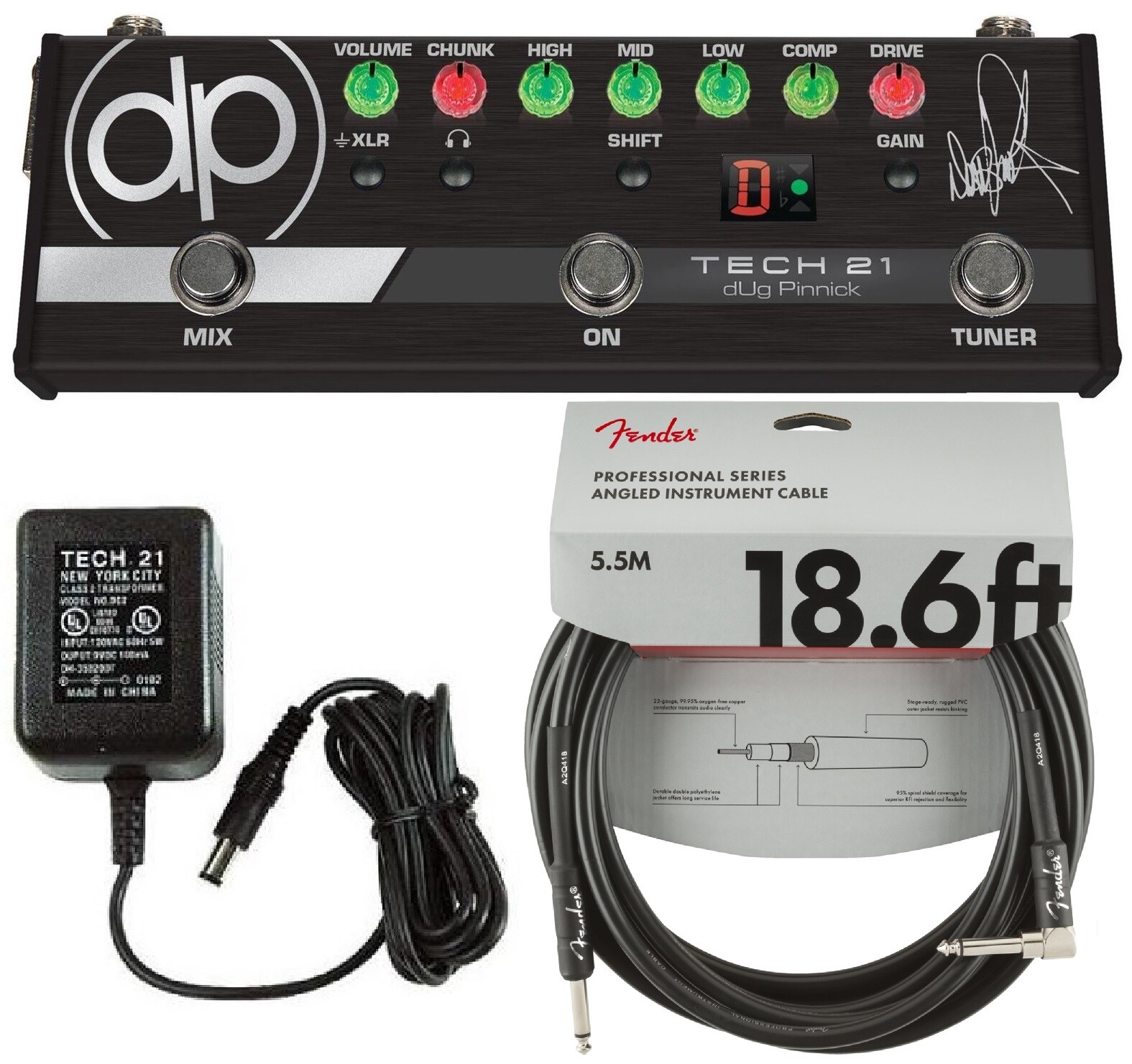 Tech 21 dUg Pinnick DP-3X Signature Bass Guitar Effects Pedal ( FENDER 18FT )