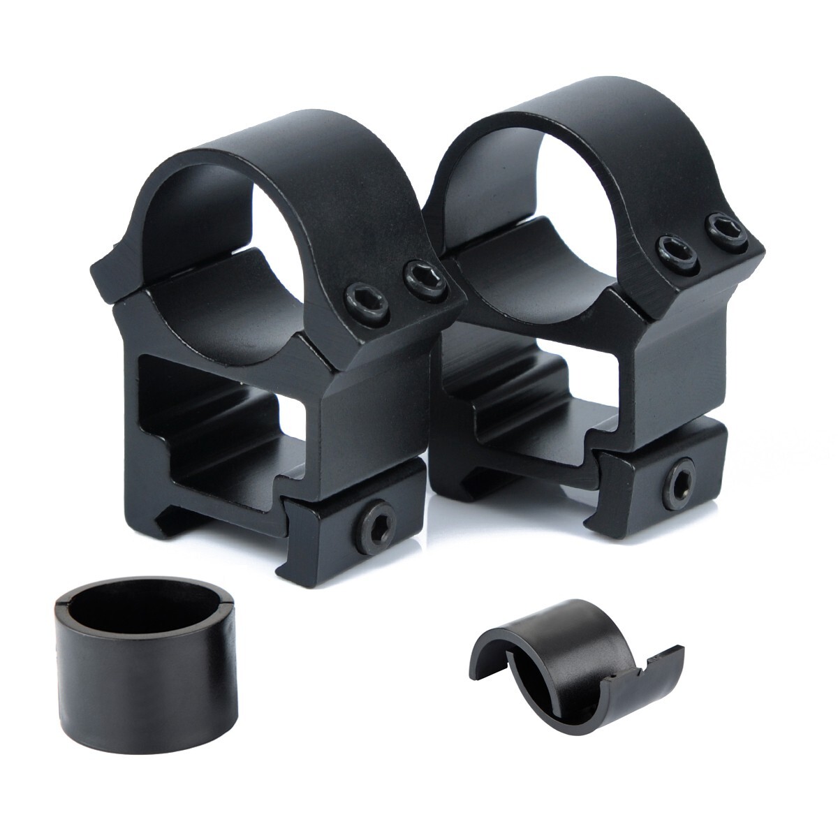 2 Pcs 1"/30mm Diameter High Profile See-Thru Picatinny Scope Ring Mount