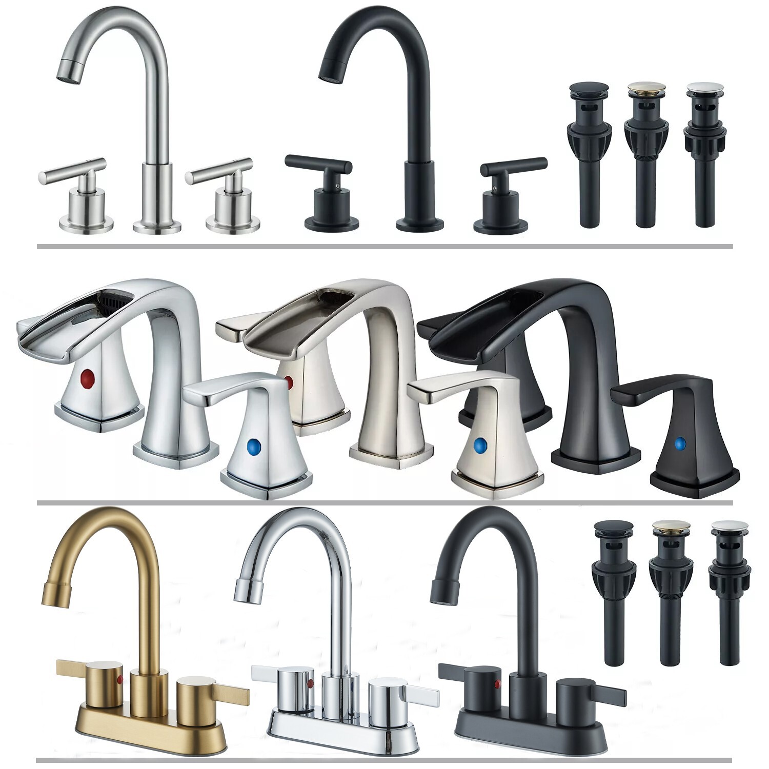 Luxury 8"Widespread Bathroom Sink Faucet Basin 3 Hole Waterfall Vanity Mixer Tap