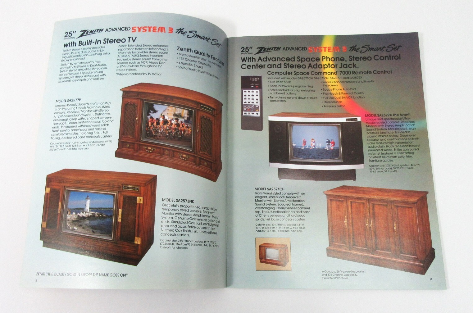 1985 ZENITH ADVANCED SYSTEM 3 THE SMART SET TELEVISION CATALOG VG