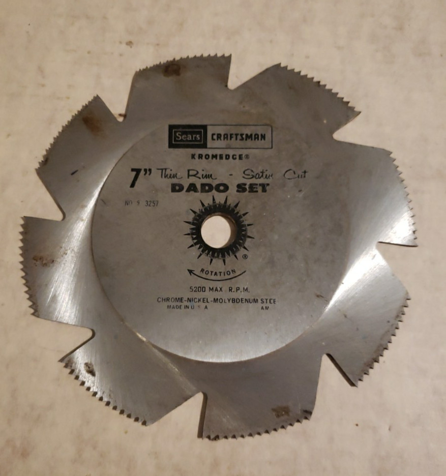 Vintage Craftsman Kromedge 7" Thin Satin Cut Dado Blade 9-3257 ONE BLADE ONLY