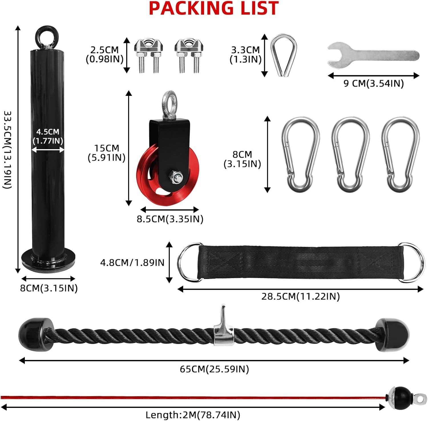 Home Gym Cable Machine Pulley System - Black