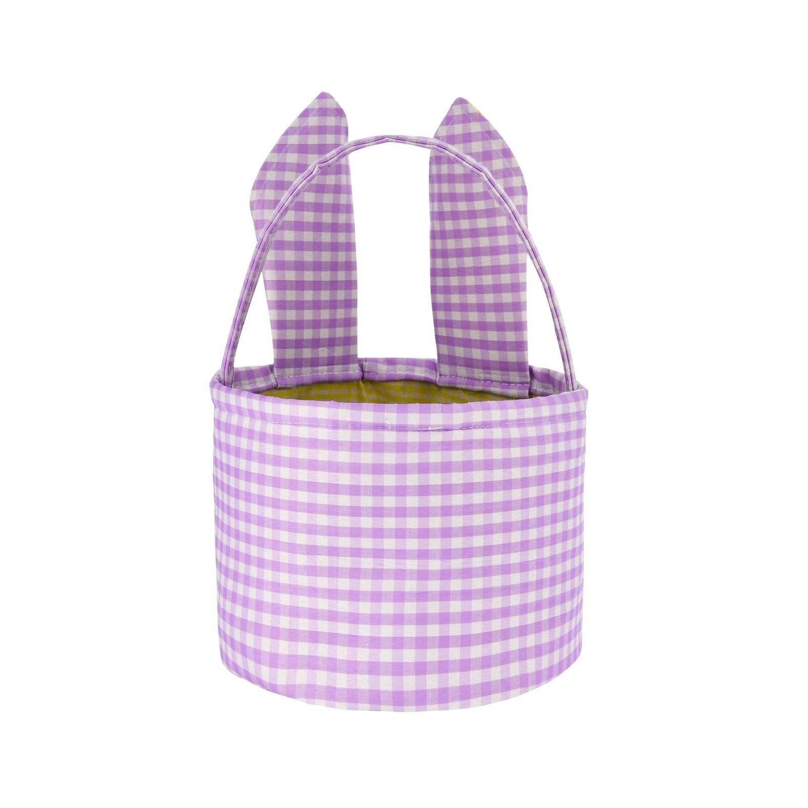 ONGLYP Easter Bunny Basket Plaid Gingham Easter Buckets with Border Pleat,Cut...