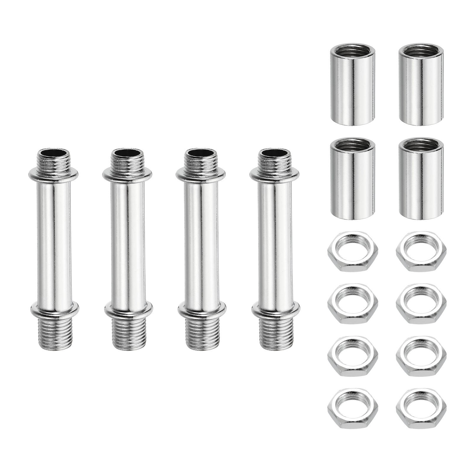 4Set 60mm/2.36" Straight Pipe Lamp Stems Rod Kit, M10 Fine Thread, Chrome