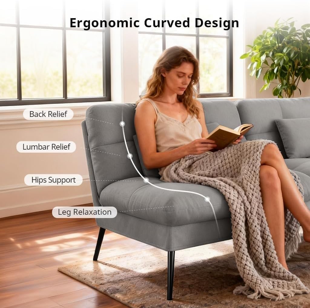 Convertible Futon Sofa Bed 72″Fabric Futons Couch W/ Adjustable Backrest Folding