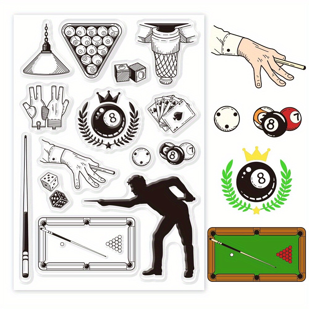 1sheet Billiards Clear Stamps Billiards tive Clear Stamps Silicone Stamps