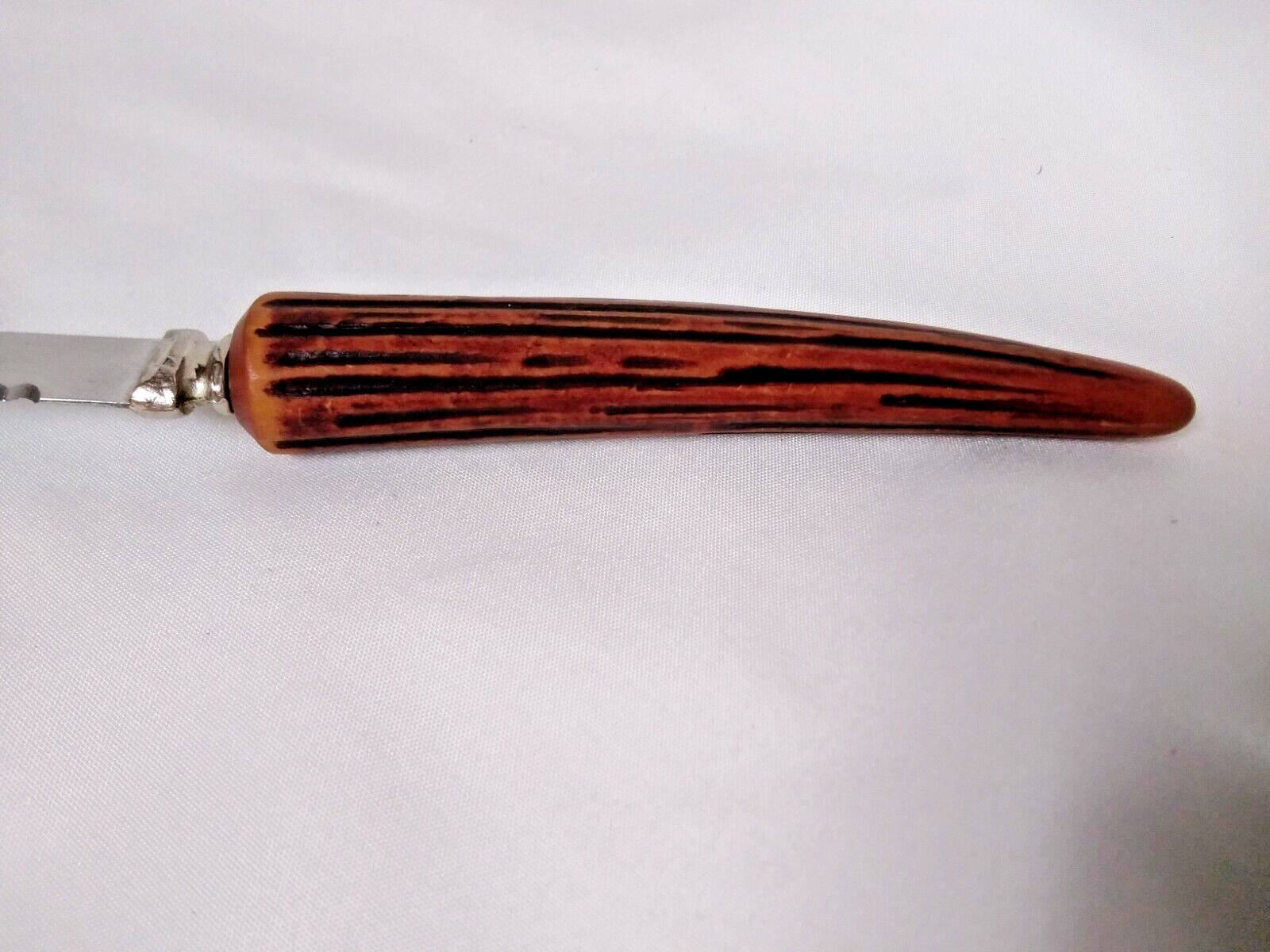 Vintage Bakelite Steak Knives Stainless Steel Antler Handle Forgecraft Set Of 6