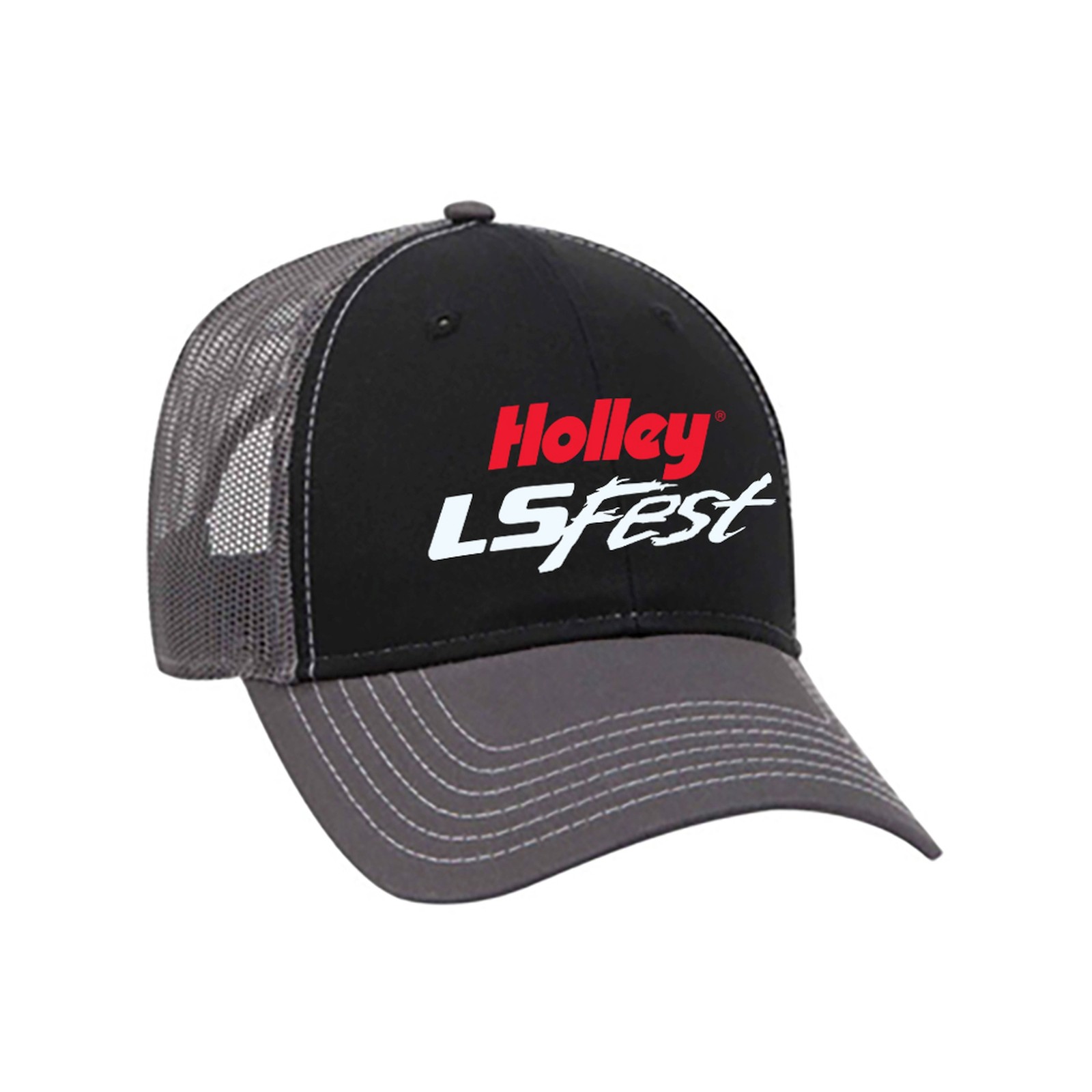 Holley 10370HOL LS Fest Trucker Mesh Hat - Black/Gray