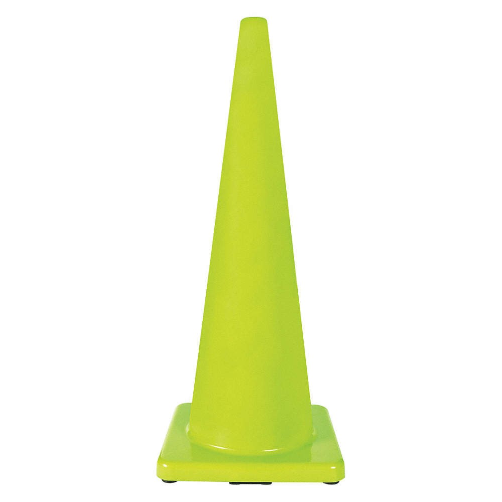 GRAINGER APPROVED 6FHA5 Traffic Cone,36 In.Fluorescent Lime 6FHA5