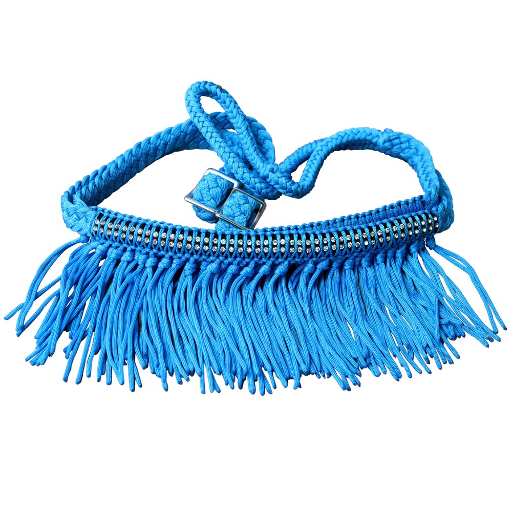 C-A140 1" X 8Ft Hilason Braided Barrel Horse Racing Reins Knots Fringe Crystal