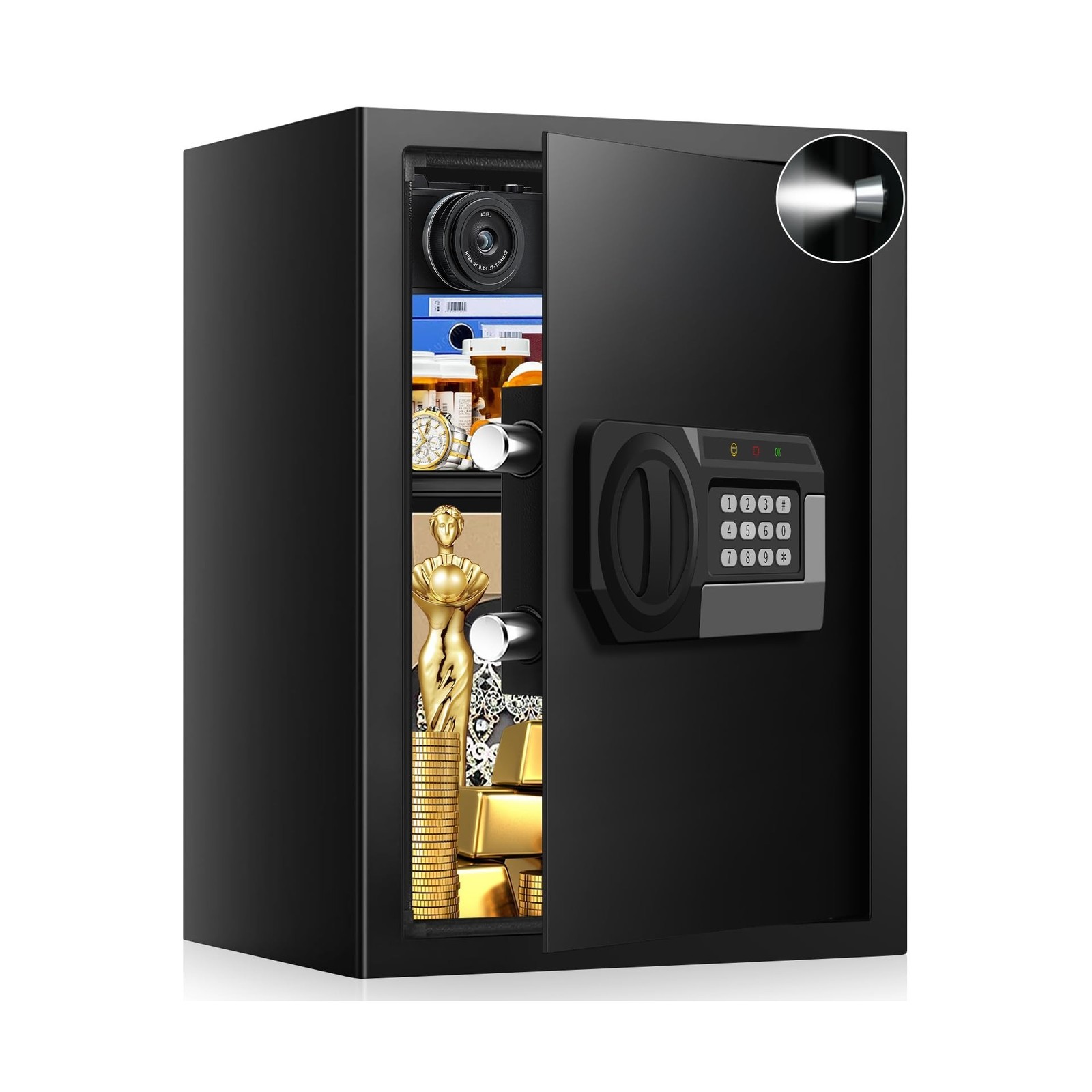 3.2 Cubic Feet Large Safes for Home Use Fire and Water Proof, Anti-Theft Digi...