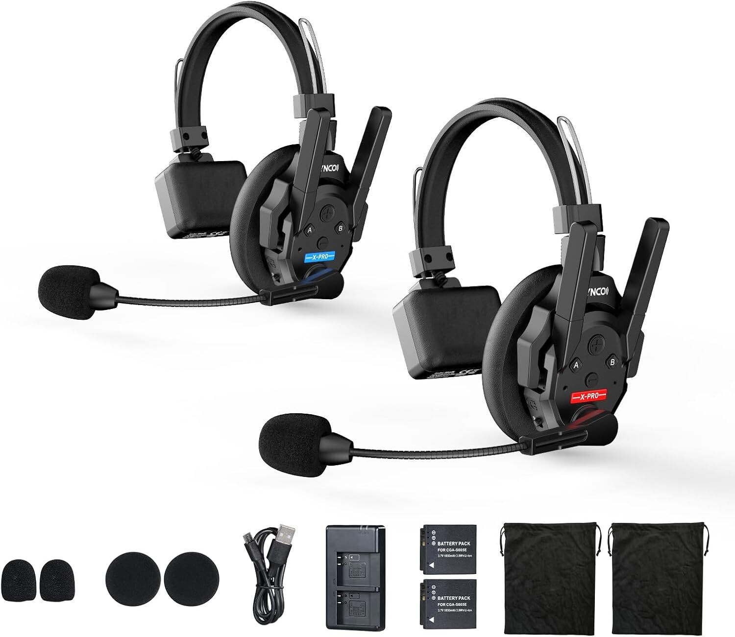 SYNCO XTALK XPRO2 Wireless Intercom Headset 2.4GHz Communication System Headsets