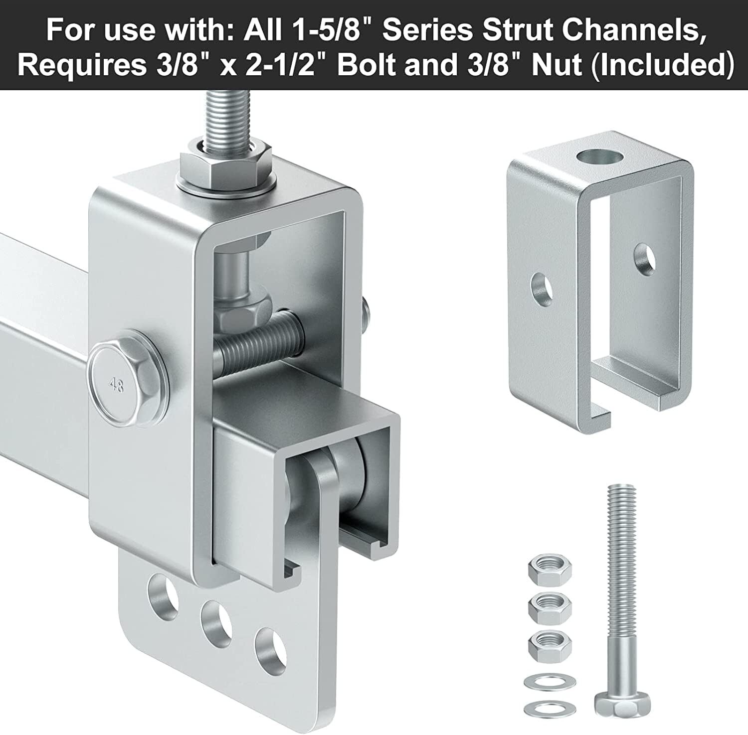 8 Pack Channel Trolley Track Support Hanger Bracket for All 1-5/8" Strut Channel