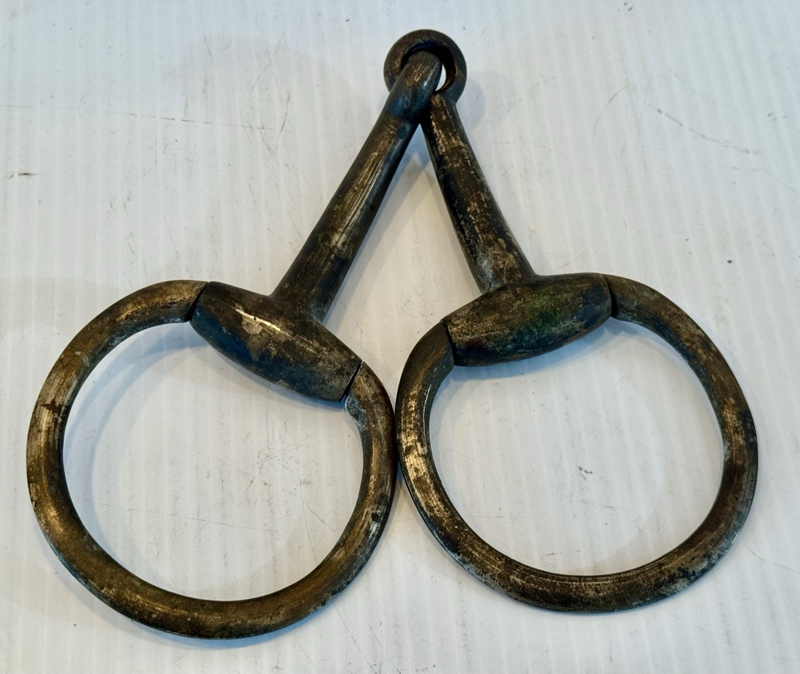 Antique Brass Eggbutt Snaffle Horse Bit Large Ring Brass Bronze Tack