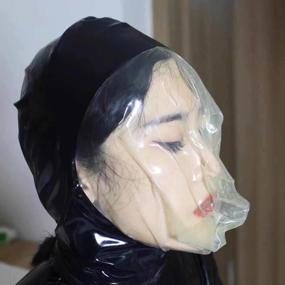 0.12mm ultrathin Latex Rubber hood with breathing hole no zipper Fetish Clubwear