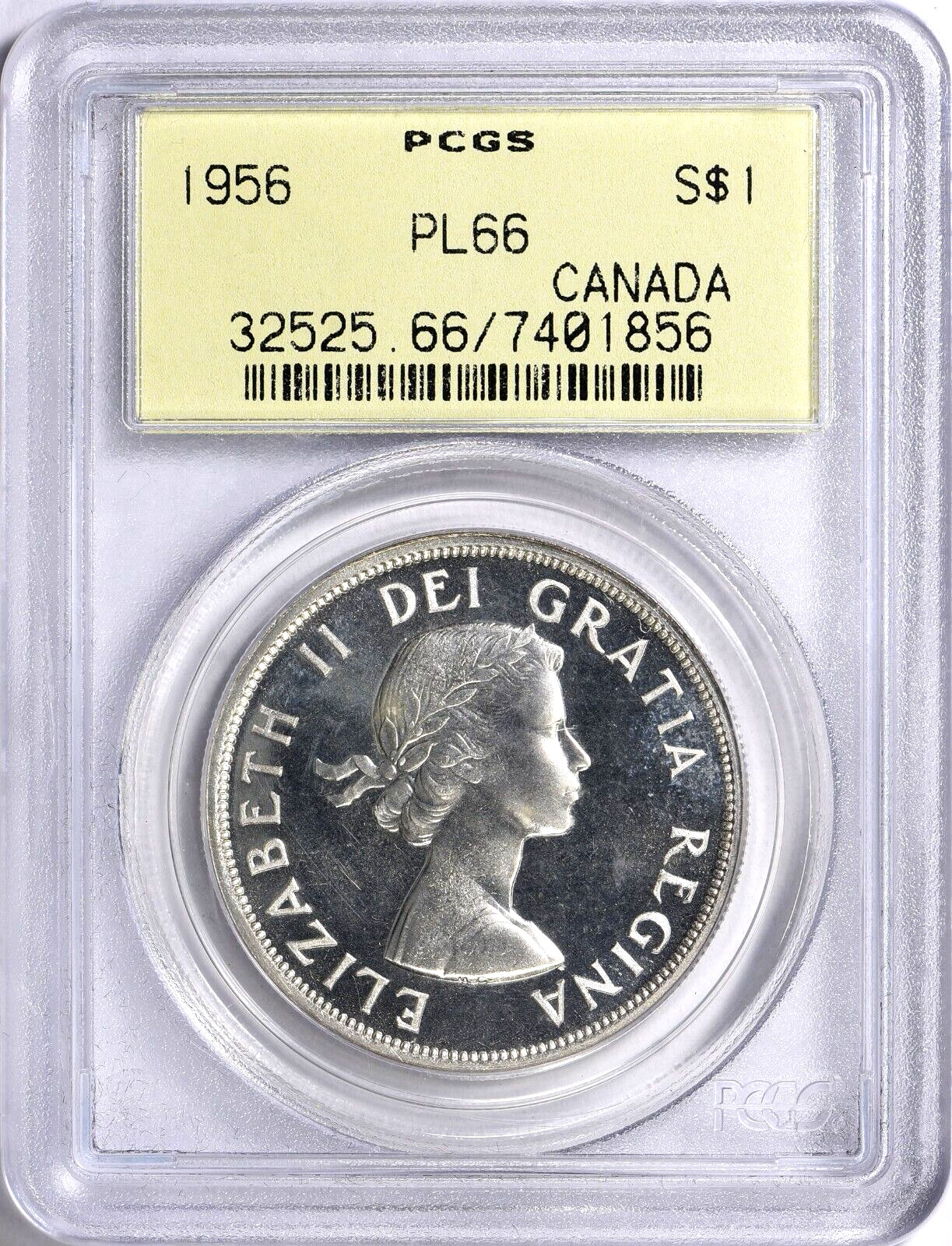 1956 Canada Silver Dollar PCGS Graded PL-66  OGH