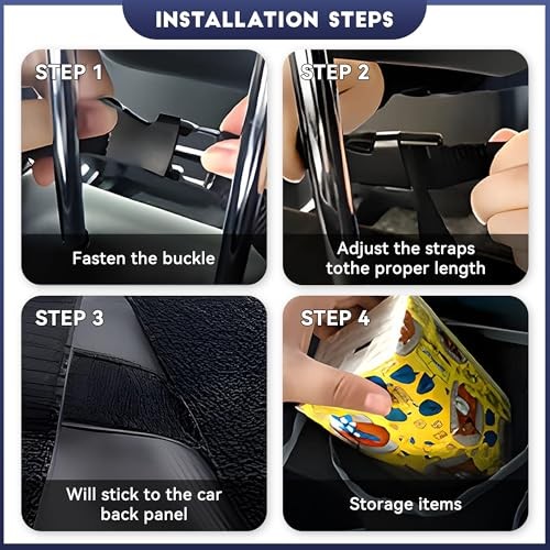 Car Trunk Organizer, Backseat Hanging Large Storage with Adjustable Black