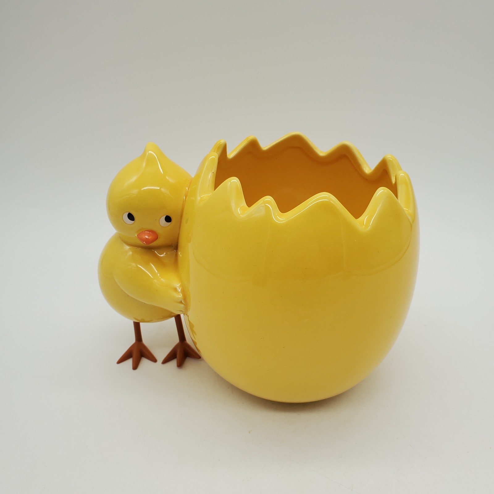 Teleflora Spring Yellow Chick Hugging Egg Vase Planter Dish