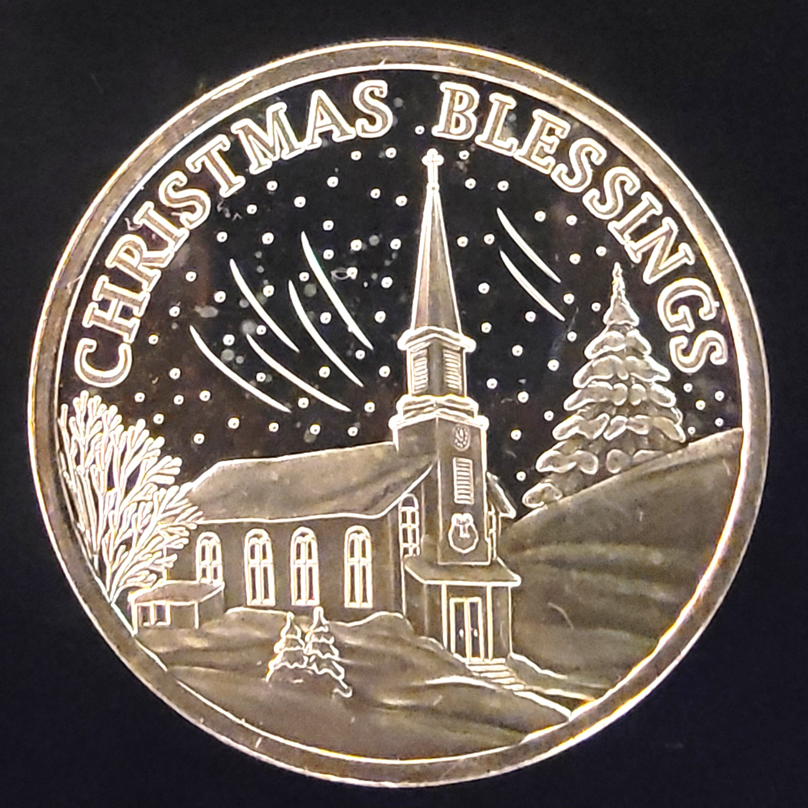 2003 Christmas Blessing Church Engravable Bullion US-0.999 Silver 1 Oz Art Coin