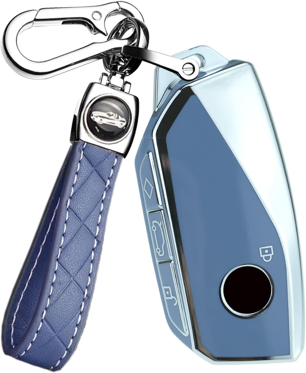 ontto Key Fob Cover Fit for BMW 2023 7 Series 740 760i Long-keychain, Grey-l