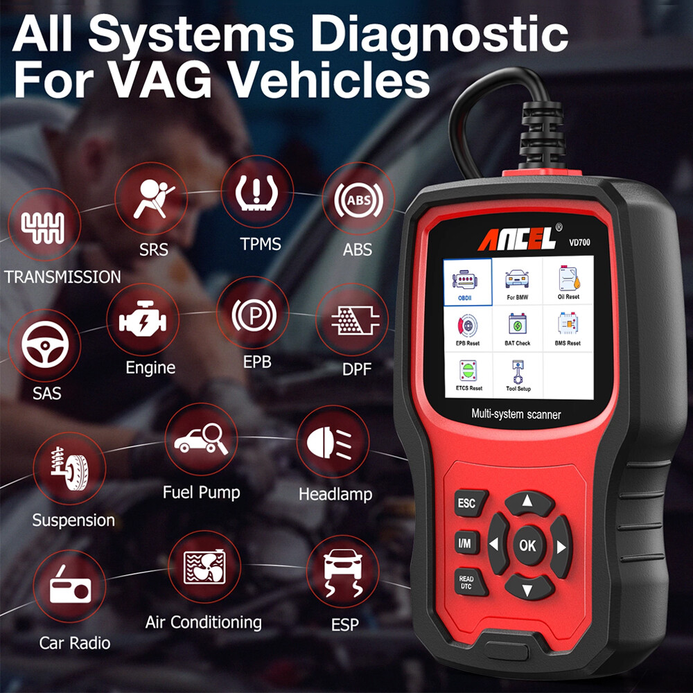 ANCEL VD700-US For VW Car OBD2 Scanner Fault Code Reader All System Diagnostic