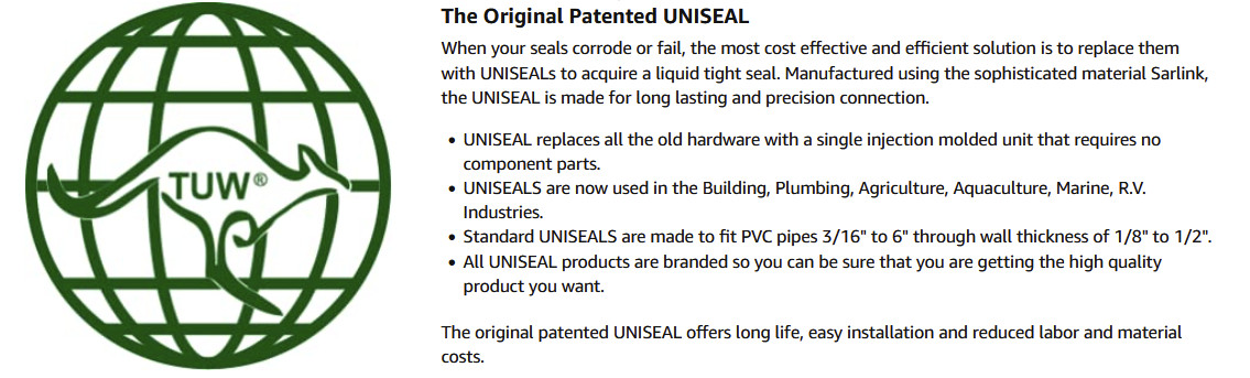 4" x SDR35 UNISEAL Flexible Tank Adapter (bulkhead)