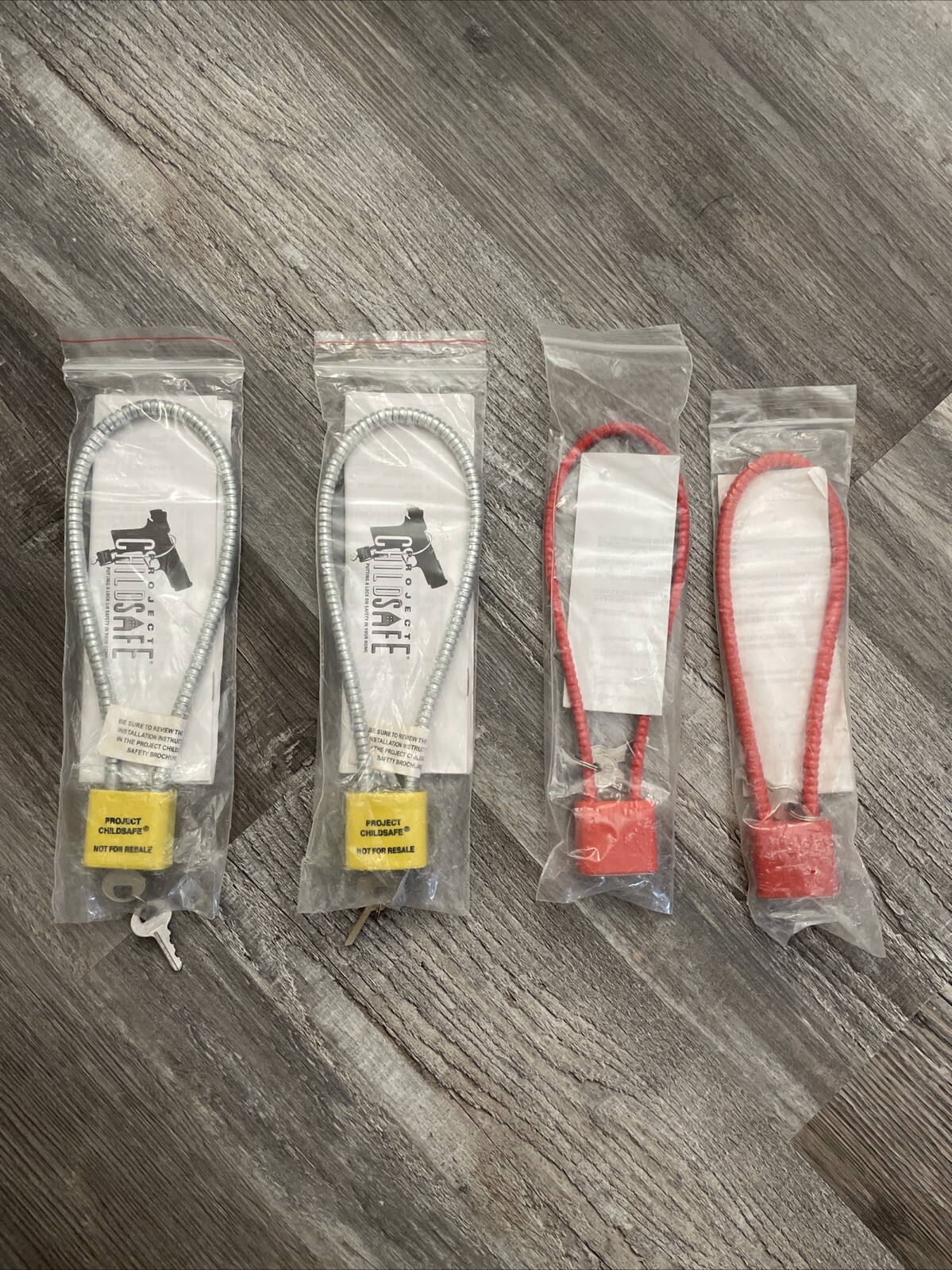 Lot Of 4 Cablelocks for Gun Pistol Rifle Shotgun or Bicycle Wow