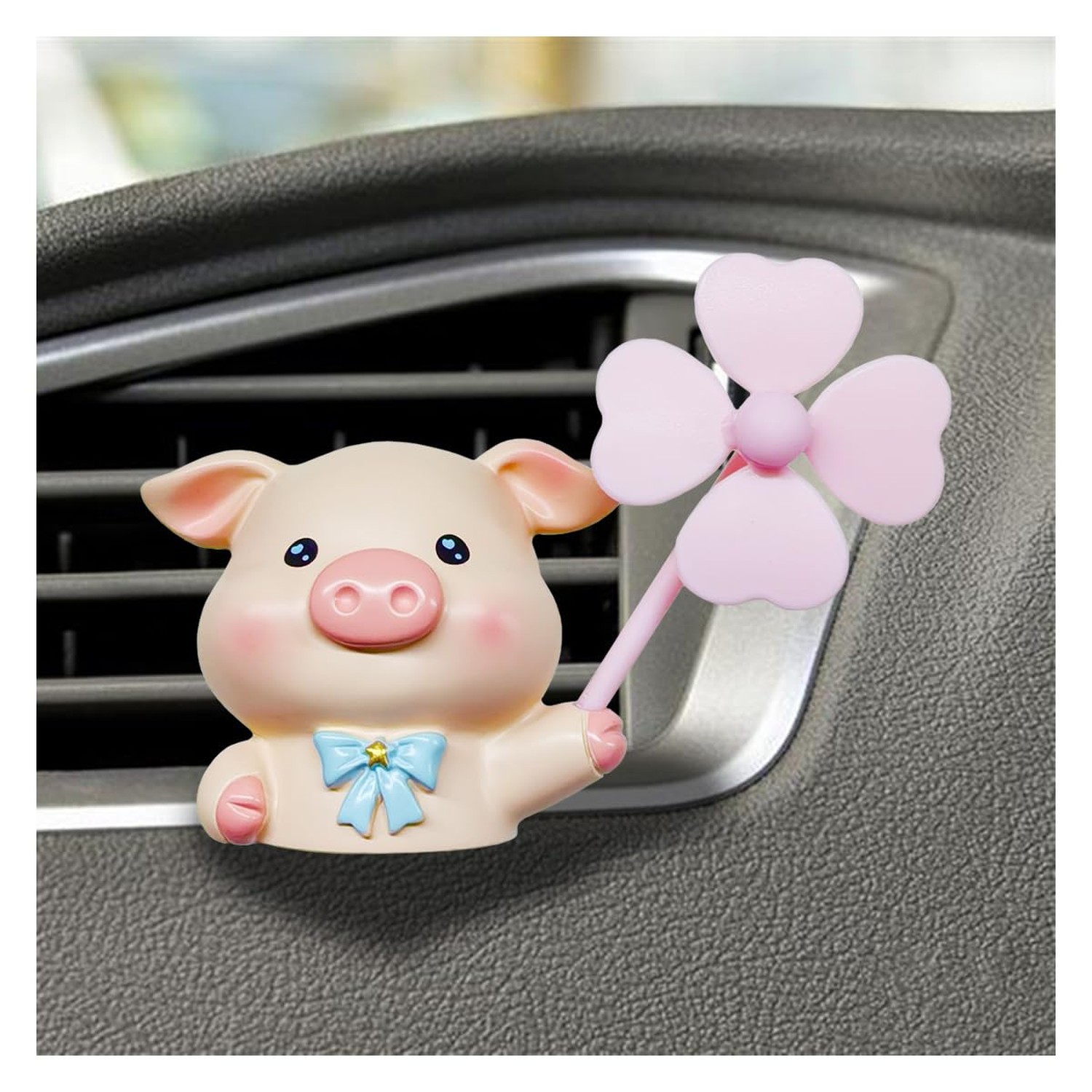 Cute Pig Car Air Vent Clip with Mini Fan, Rotating Windmill Car Dashboard Air...