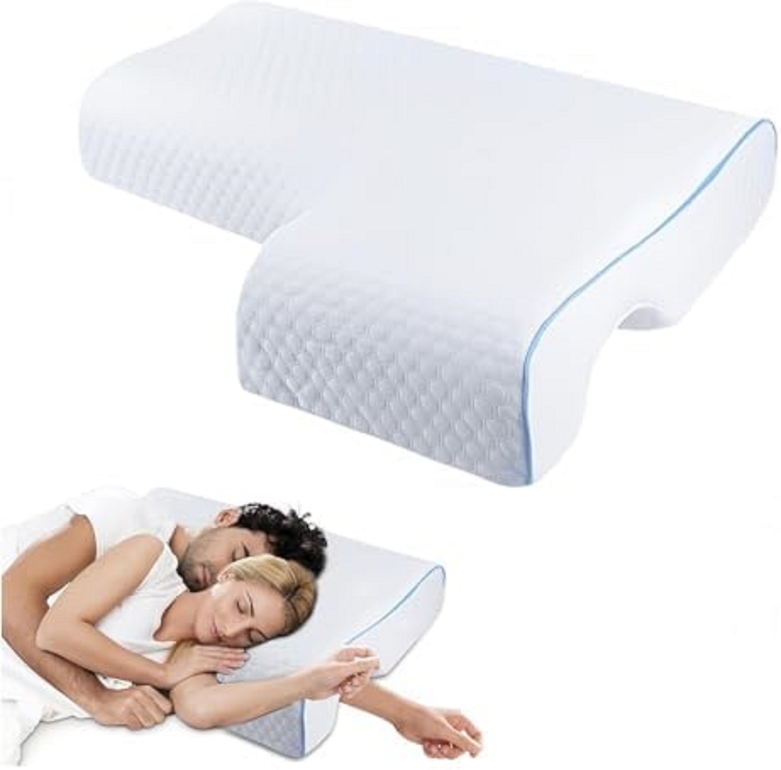 Side Sleeper Pillow with Arm Hole, Upgraded Shoulder Relief System for Neck Pain
