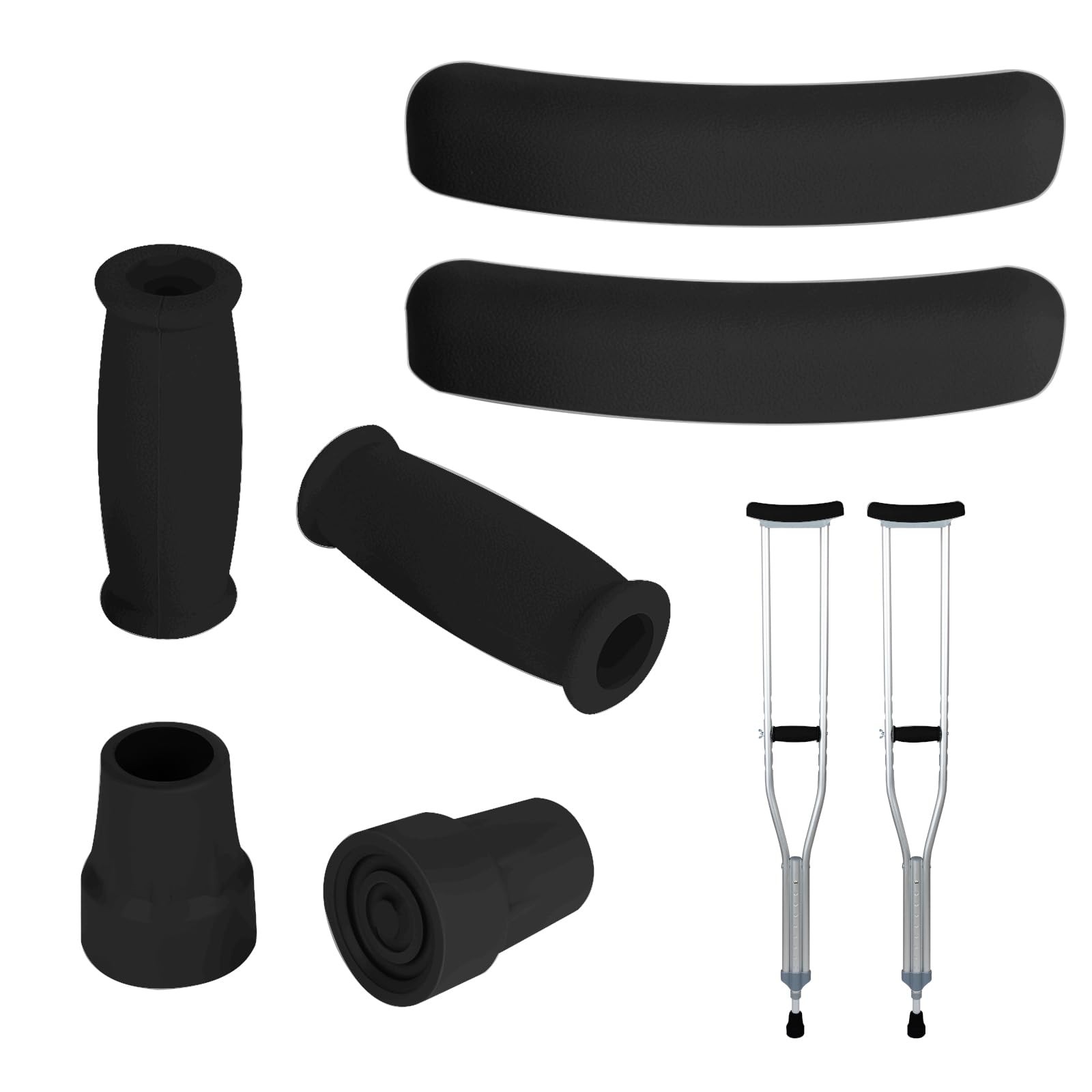 Replacement Crutch Pads and Hand Grips and Crutch Tips for Armpits Handle Cov...
