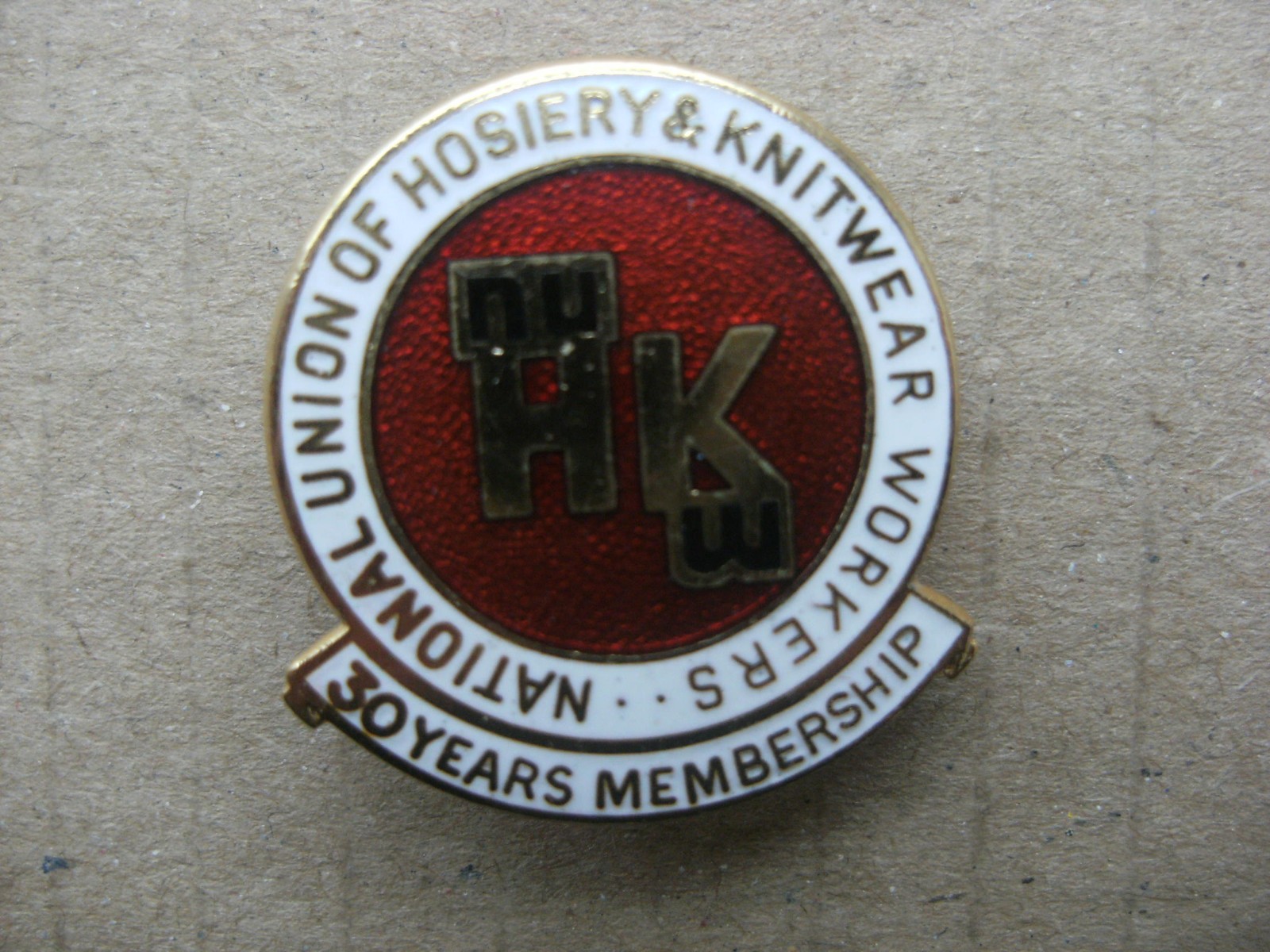Trade Union Badge - NUHKW 30 Years Membership Hosiery & Knitwear (Shop Ref A2.2)