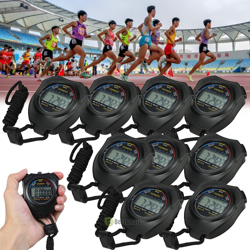 1~10x Multi-Function Digital Sports Stopwatch Timer Large Display Odometer Watch