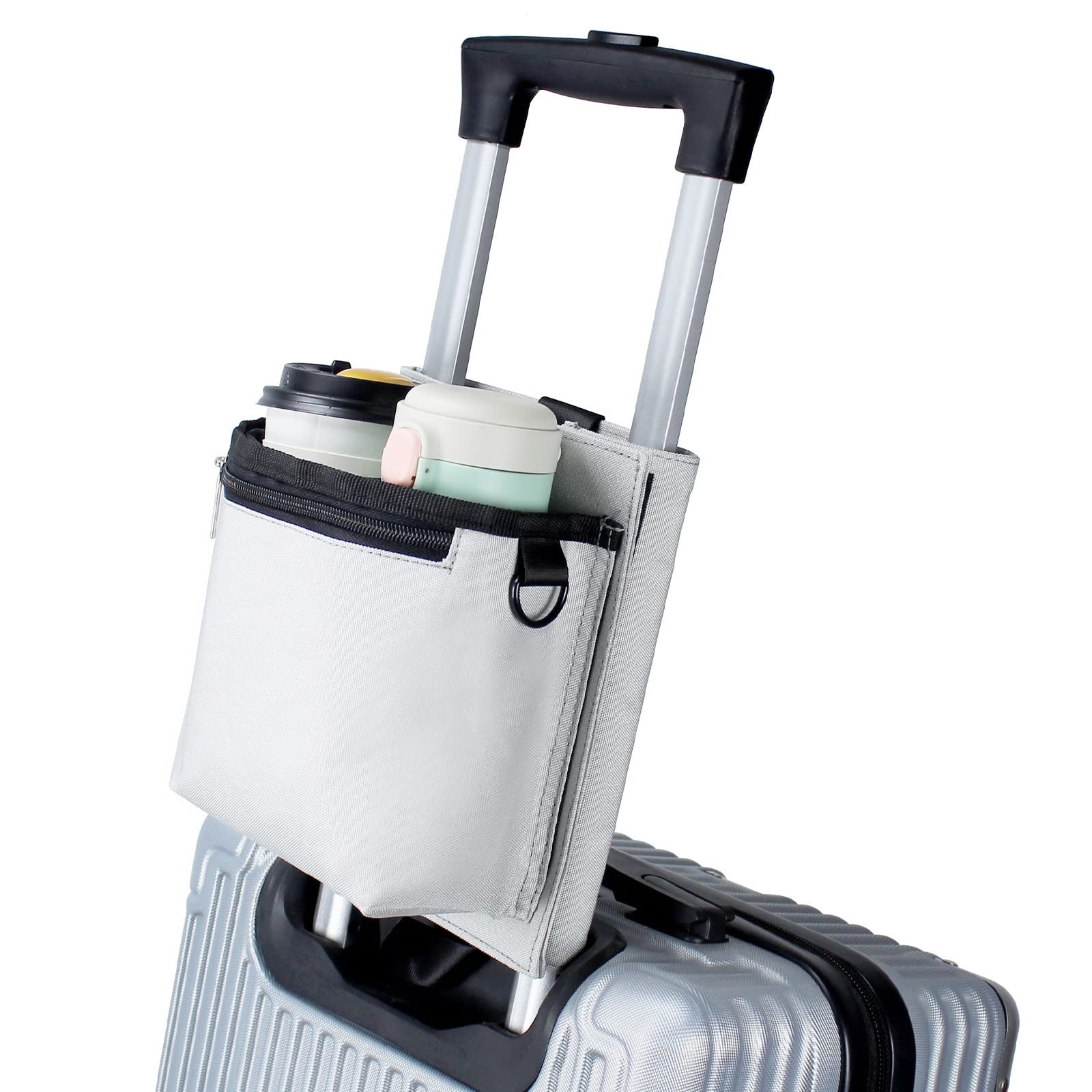 Bokelai Luggage Travel Cup Holder with Straps (20oz/24oz/ Light Grey