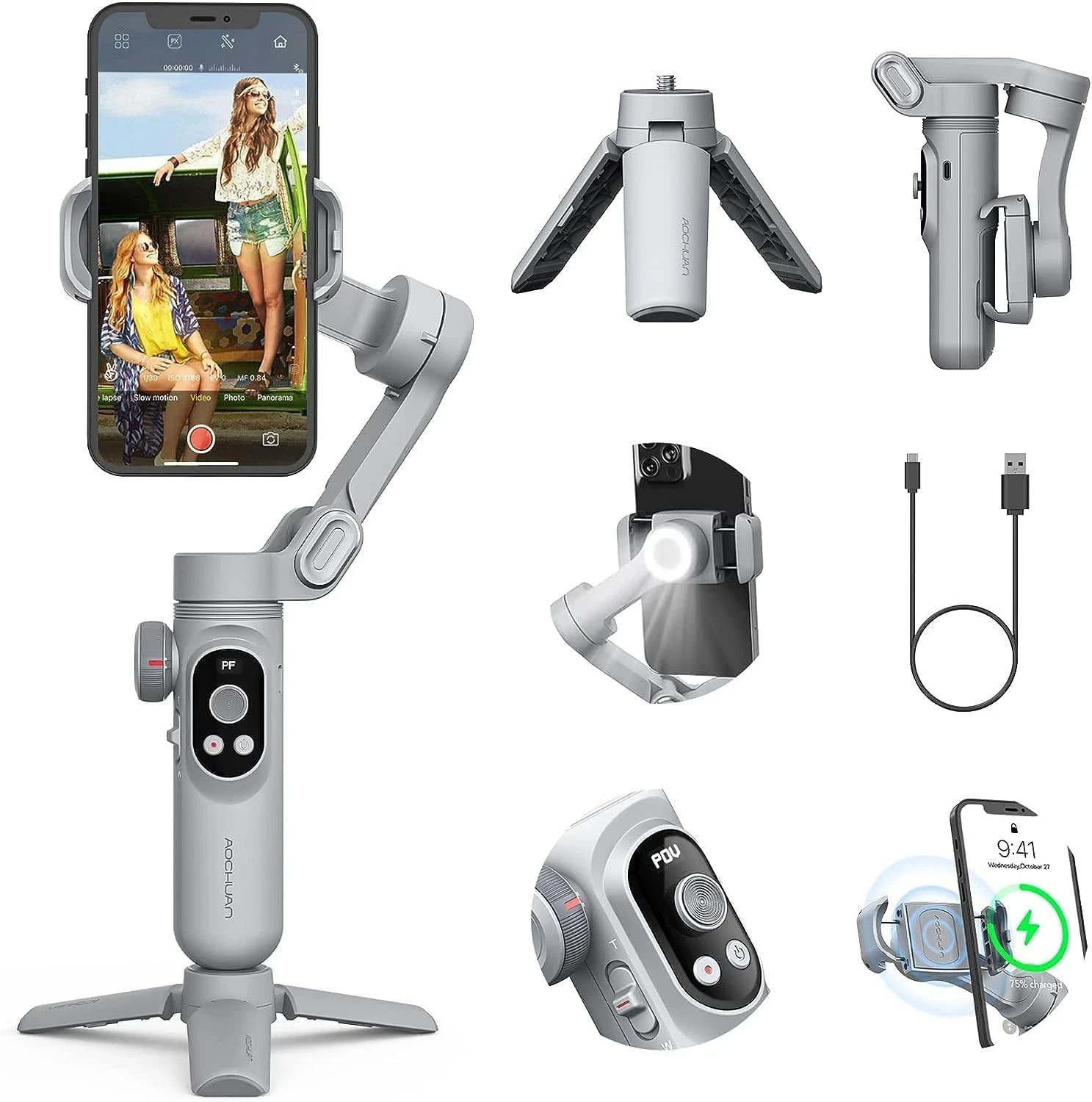 Smart X Pro Phone Gimbal for iPhone Android Smartphone Foldable Stabilizer OLED