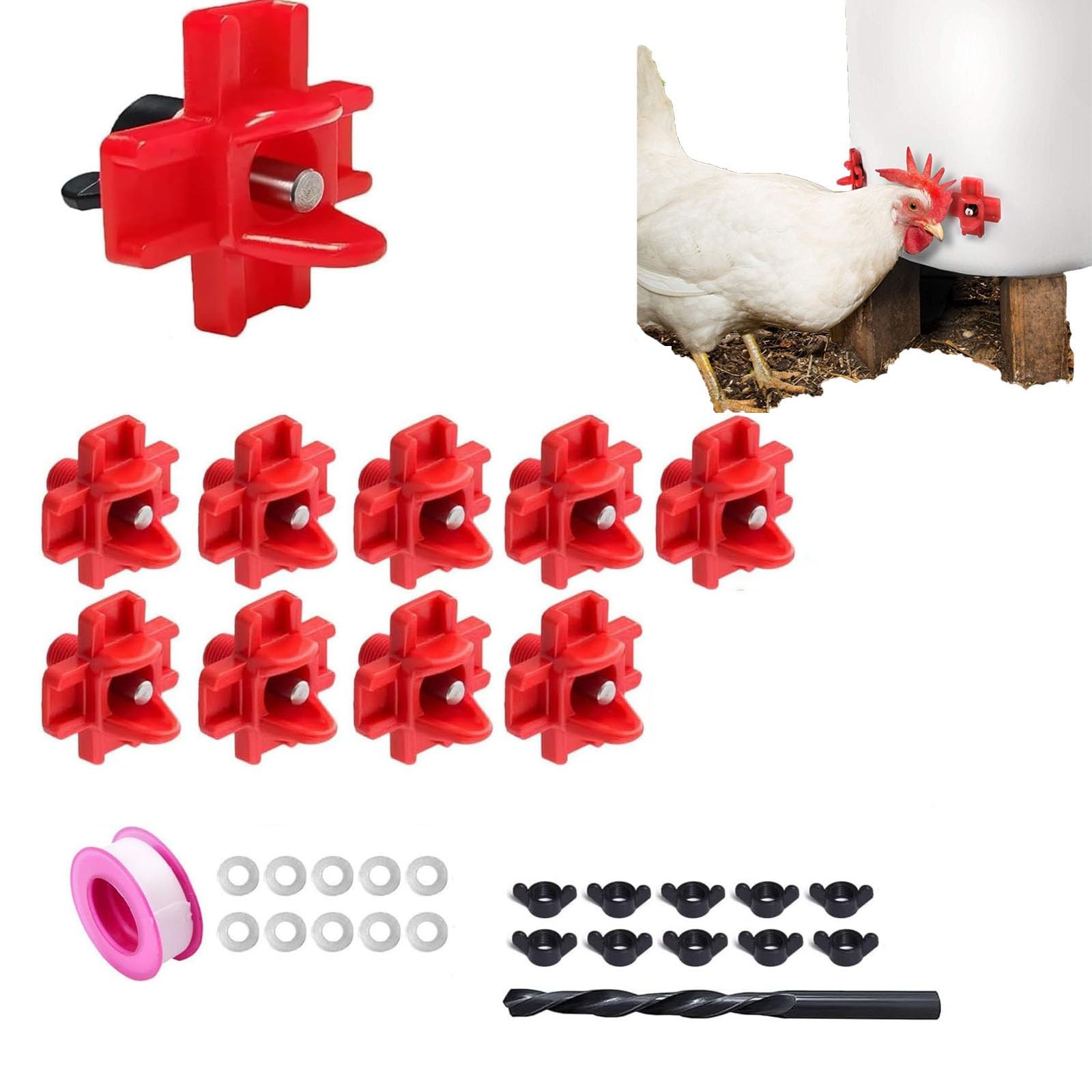 10 Pack Horizontal Side Mount Automatic Chicken Waterer Nipples for Poultry Coop