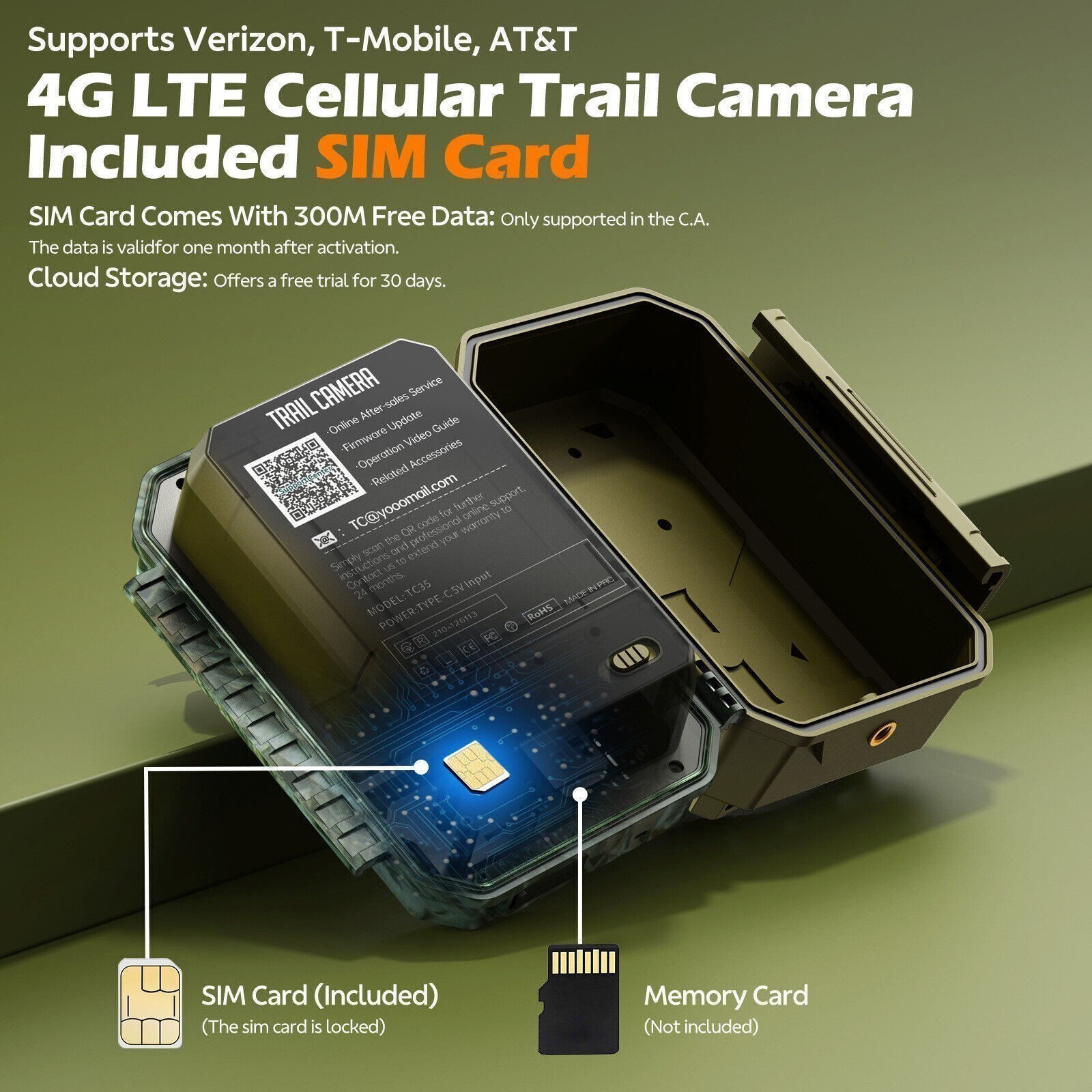 1080P Solar Cellular Trail Camera Include SIM 120° View Wireless Outdoor Hunting