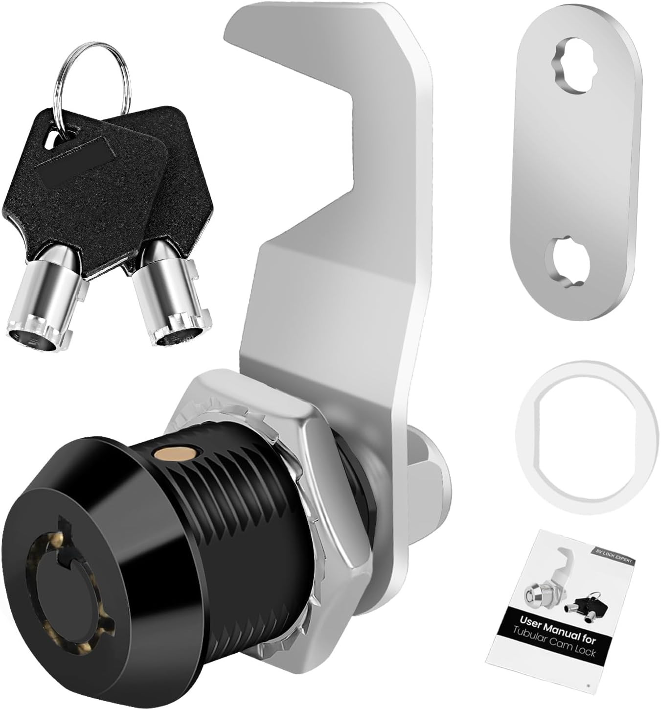 Cylinnda Black Toolbox Lock with Keys, Cabinet Locks Keyed Alike, Hook Cam, Tubu