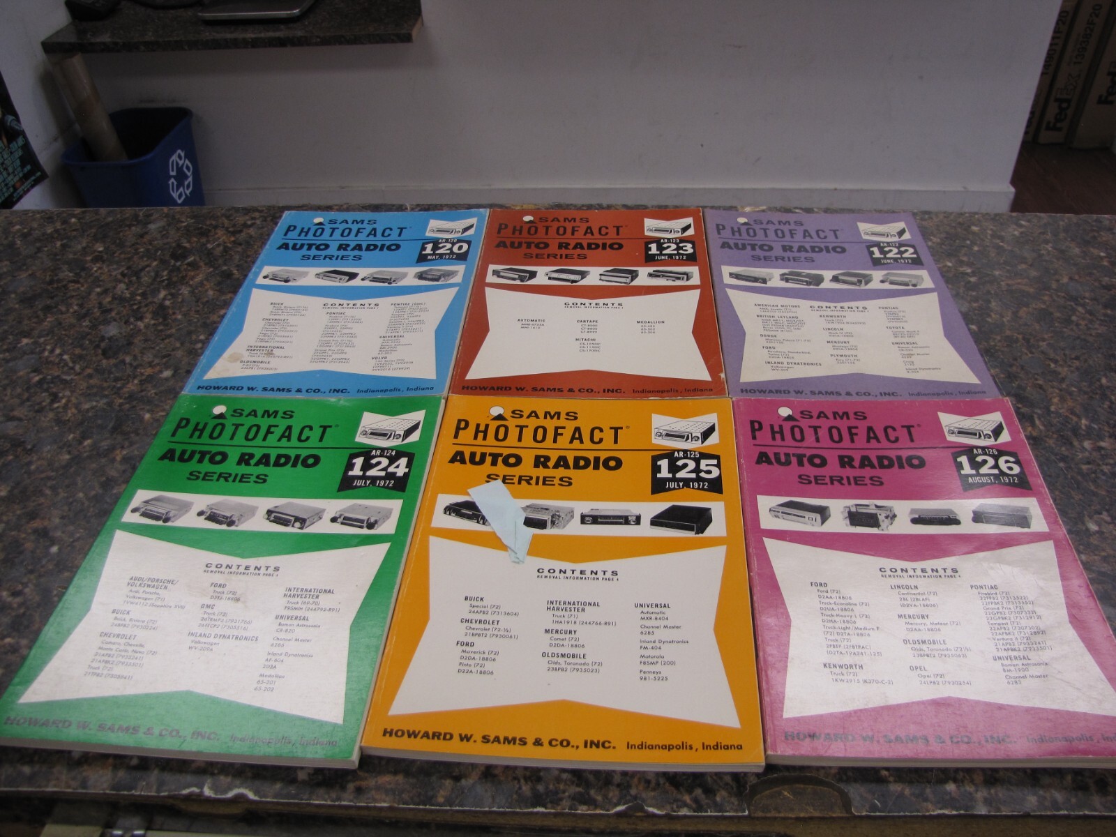 Lot of (6) Vintage Sams Photofact Auto Radio Series Catalogs 1972 - JS31