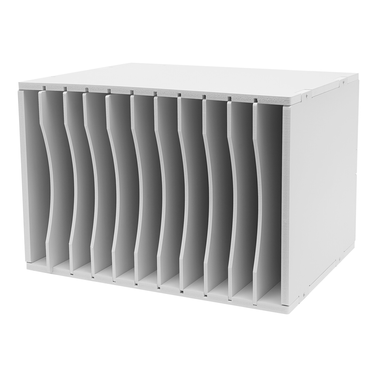 White 11-Compartment Vertical Literature File Organizer for Papers