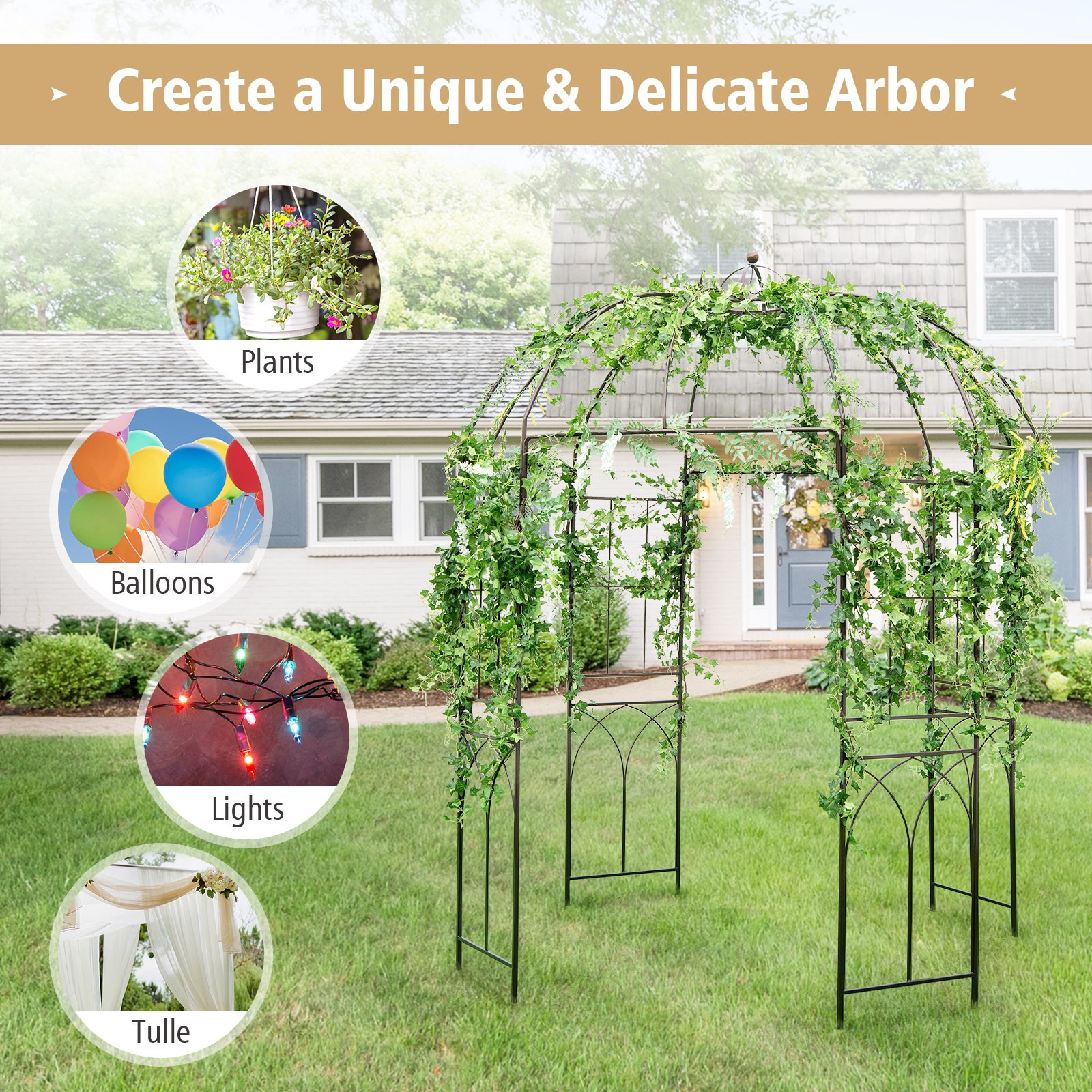 Birdcage Shaped Arbor Durable Garden Arch Arbor for Peaceful Meditation Wedding