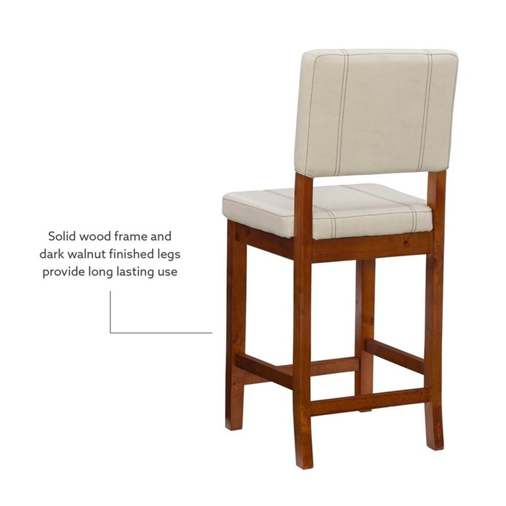 Riverbay Furniture 24.8" Transitional Wood Counter Stool in Cream