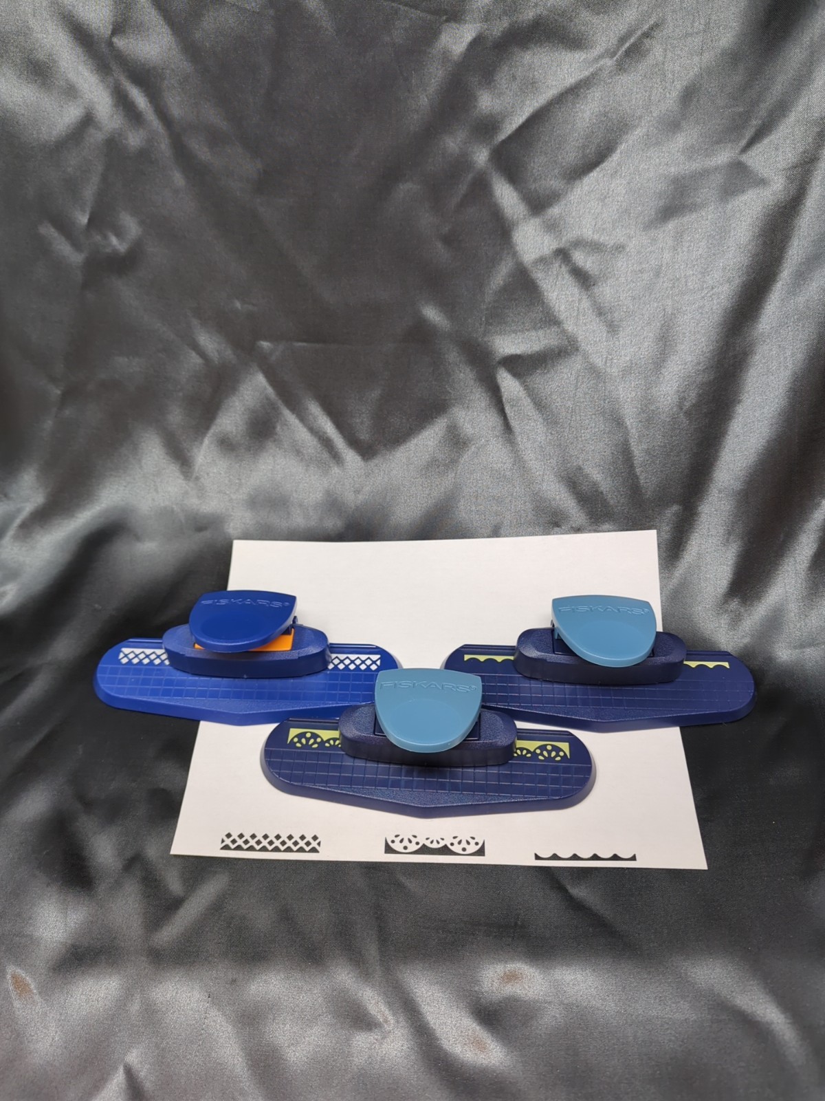 Fiskars Set of 3 Border Edge Decorative Paper Punches Edgers Blue Punchers
