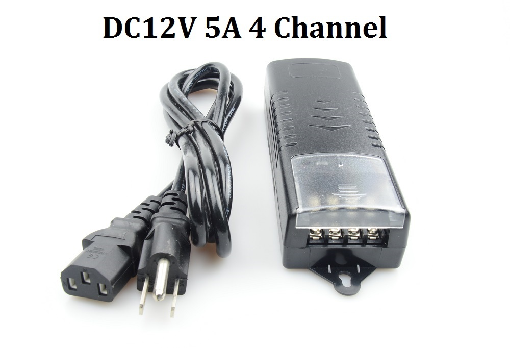 High Quality Input AC100V-240V CCTV Power Supply Adapter DC12V 5A 4 Channel