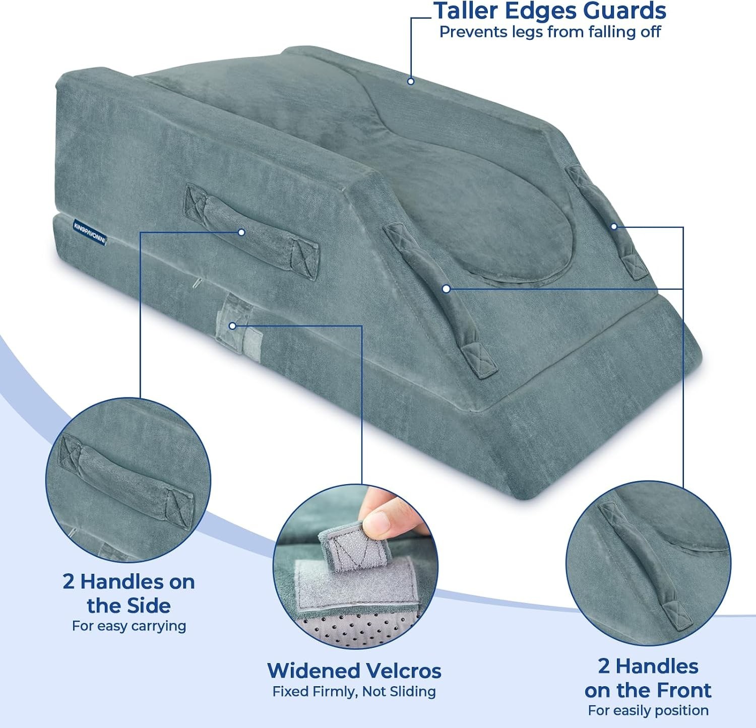 Adjustable Leg Elevation Pillow Grey Memory Foam Swelling Relief 4 Heights