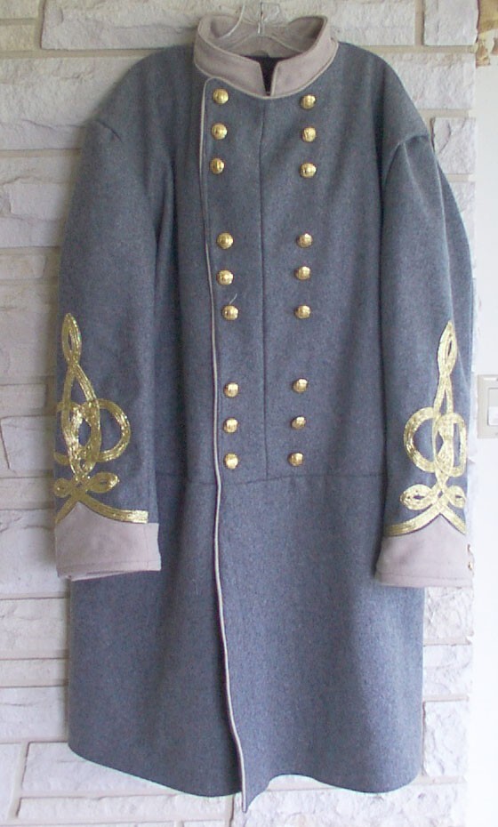 Confederate Generals Frock Coat, Gray with Buff Trim,  Civil War, New