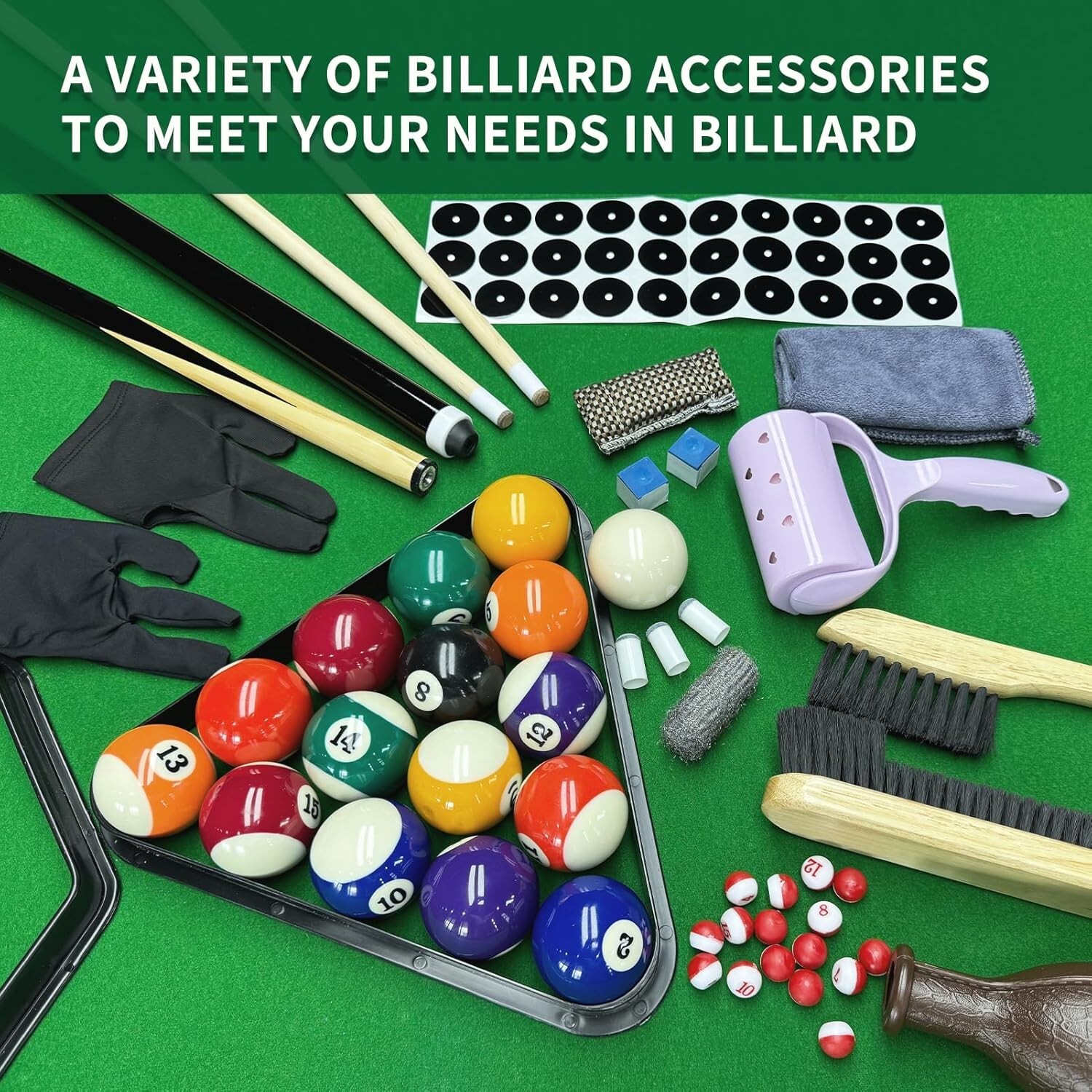 95pcs Pool Table Accessories Pool Set,Pool Balls Billiard Set with Triangle a...