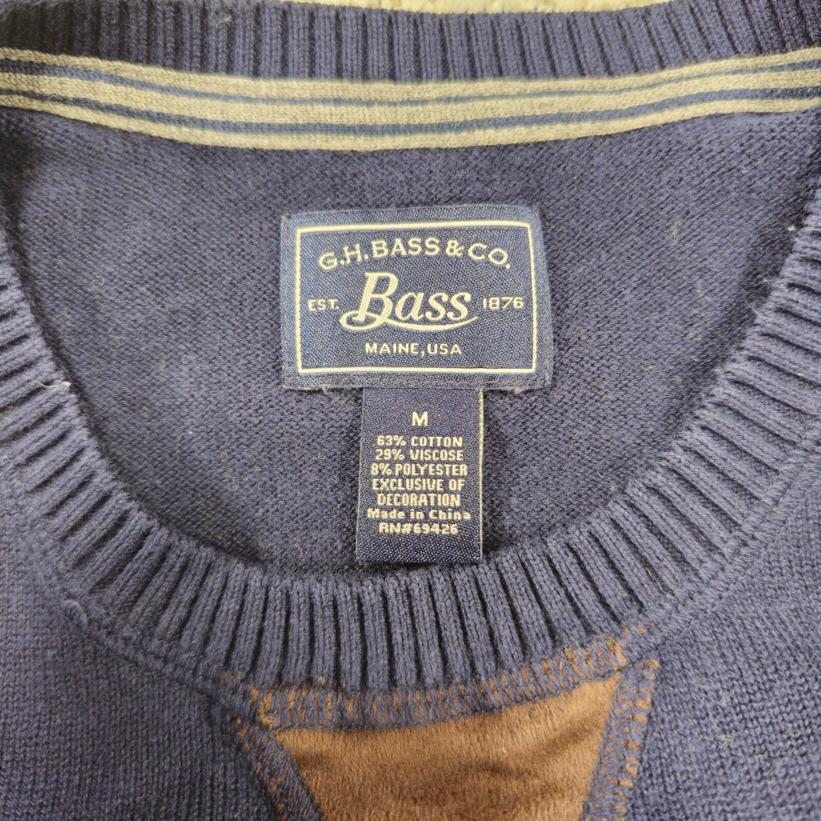 GH Bass Co Men Sweater Size Medium Blue Long Sleeve Crew Neck Pullover