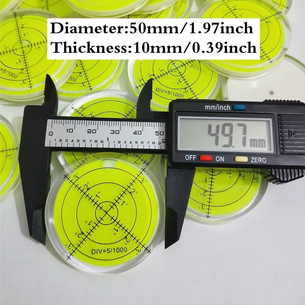 Circular 50x10mm Bubble Level with Double-Sided Adhesive for Precision Leveling