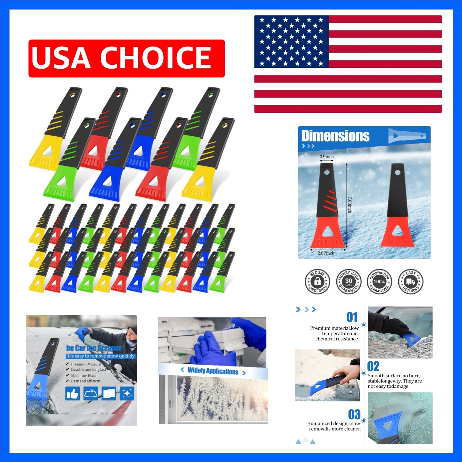 48 Pcs for Car Windshield Plastic Snow Frost Ice Removal Tools for Cars Truck...
